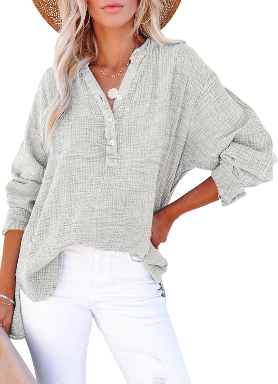 👚Långärmade, överdimensionerade blusar för kvinnor