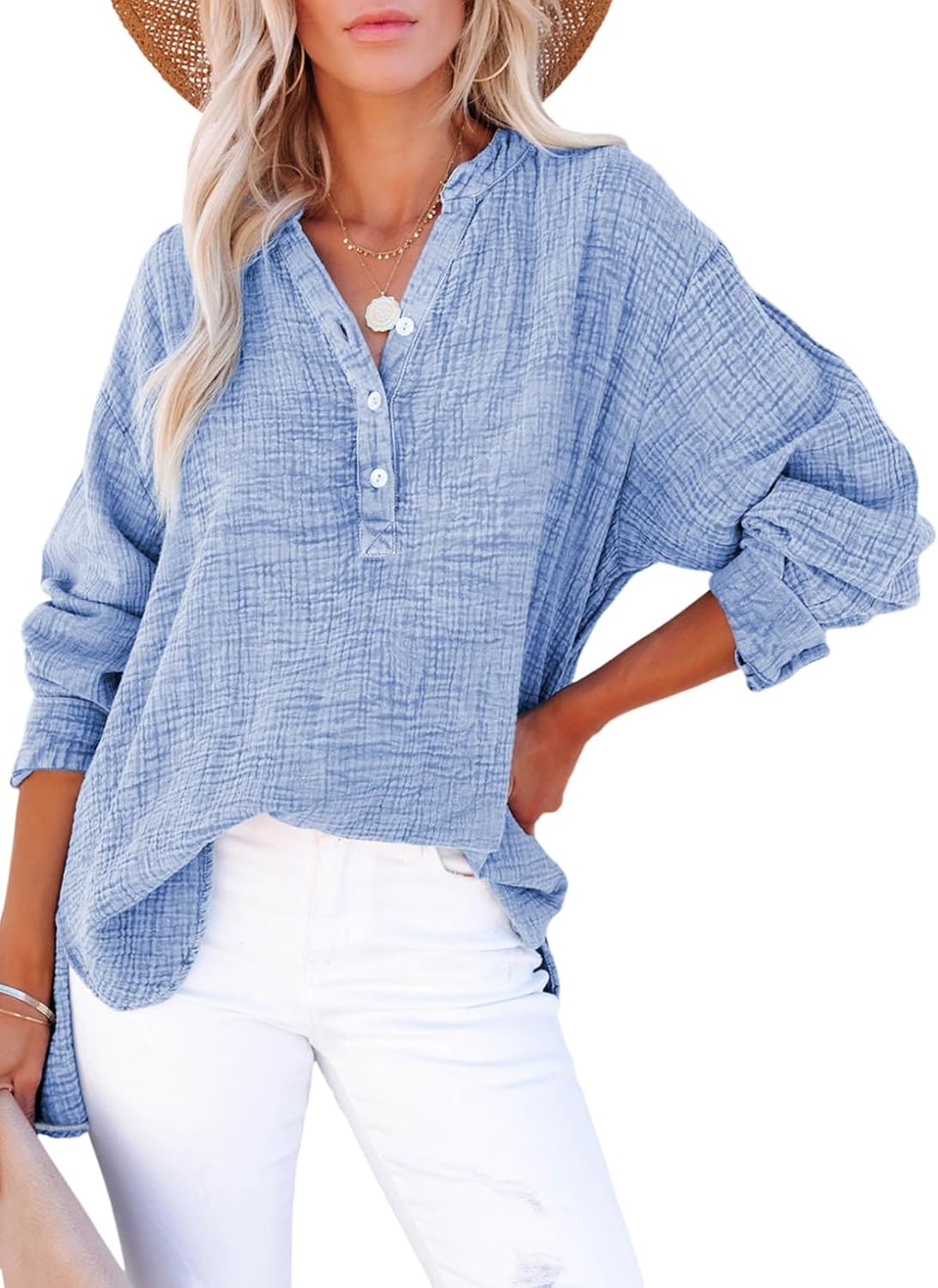 👚Långärmade, överdimensionerade blusar för kvinnor