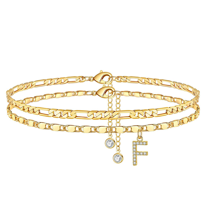 ✨ Köp 1 få 1 gratis! 💛 Lager-på-Lager Guld Ankelarmband för Kvinnor – Rhingsten, Justerbar & Perfekt Strandsmycke 🏖️