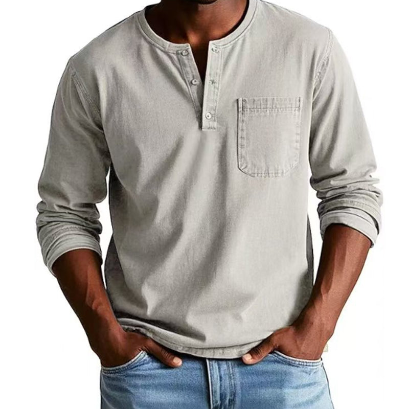 👔 60% RABATT! 🔥 Vintage Distressed Pocket Långärmad Skjorta för Herr – Unik Åldrad Look, Bekvämt Bomullstyg & Mångsidig Stil ✨