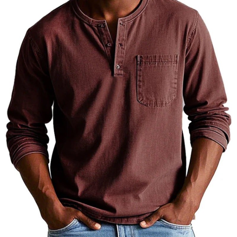 👔 60% RABATT! 🔥 Vintage Distressed Pocket Långärmad Skjorta för Herr – Unik Åldrad Look, Bekvämt Bomullstyg & Mångsidig Stil ✨