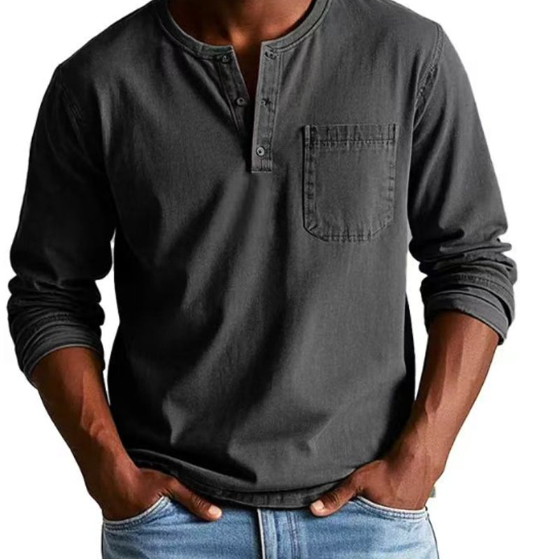 👔 60% RABATT! 🔥 Vintage Distressed Pocket Långärmad Skjorta för Herr – Unik Åldrad Look, Bekvämt Bomullstyg & Mångsidig Stil ✨