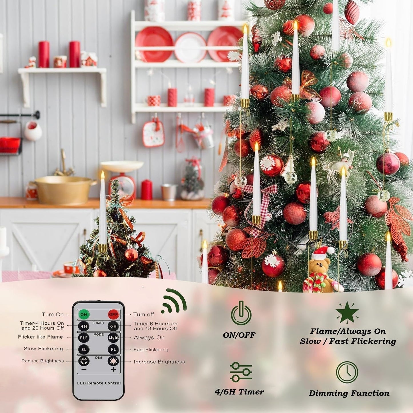 🎁Tidig julkampanj – 50 % rabatt🎄LED-ljus för julgranen med genomskinliga kristallkulor som krokar