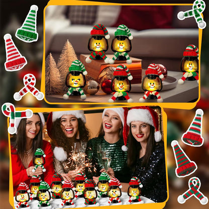 🎅🎄Juldekoration Mini snögubbellykta med mössor och halsdukar