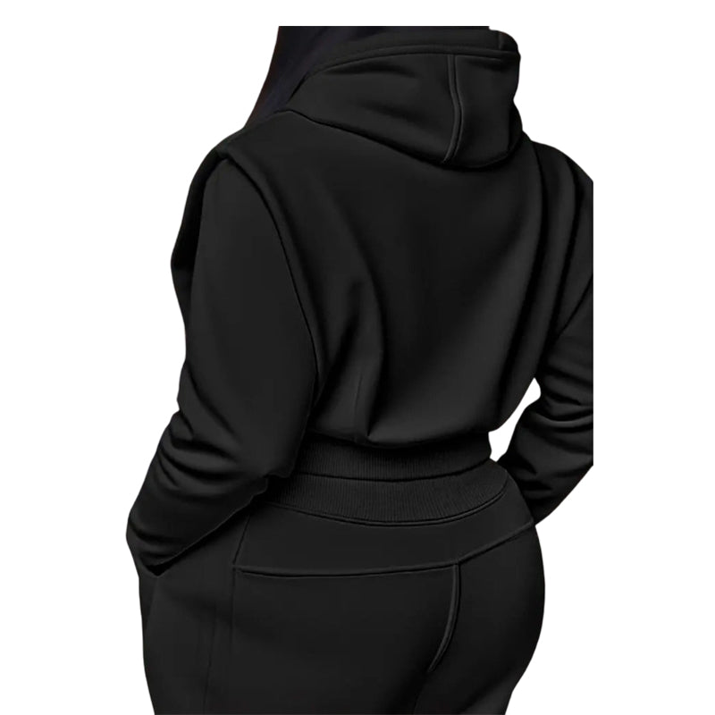 🌸Wieanfedy™ 2-delat Ribbad Långärmad Crop Top & Wide Leg Byxor Set – Matchat Loungeoutfit