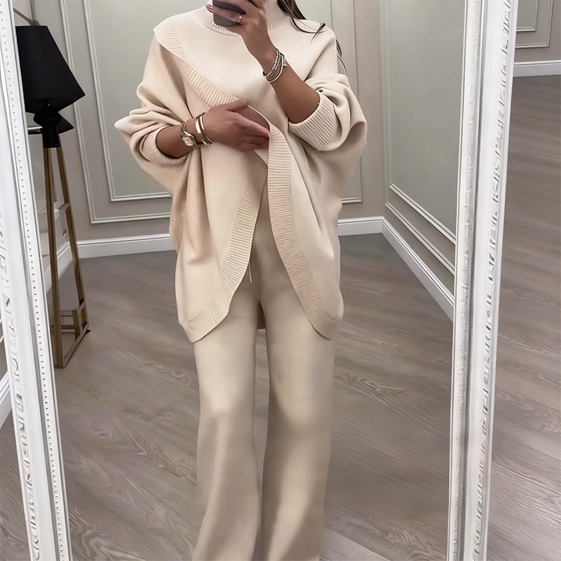 2-delat set med oversized tröja och byxor för damer