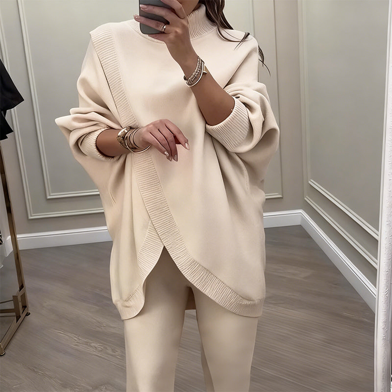 2-delat set med oversized tröja och byxor för damer