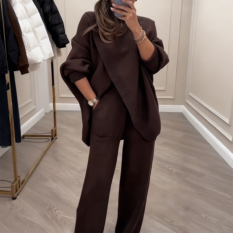 2-delat set med oversized tröja och byxor för damer