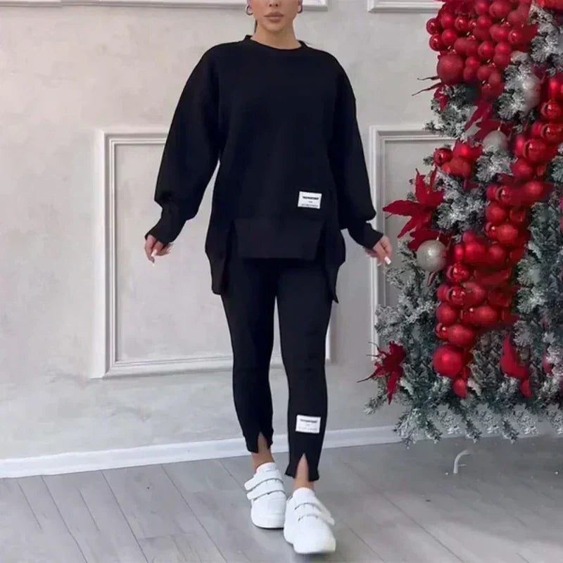 👚🧘‍♀️ Avslappnat Set med Sweatshirt och Leggings – Bekvämt, Trendigt & Perfekt för Träning eller Avkoppling 🏃‍♀️📦