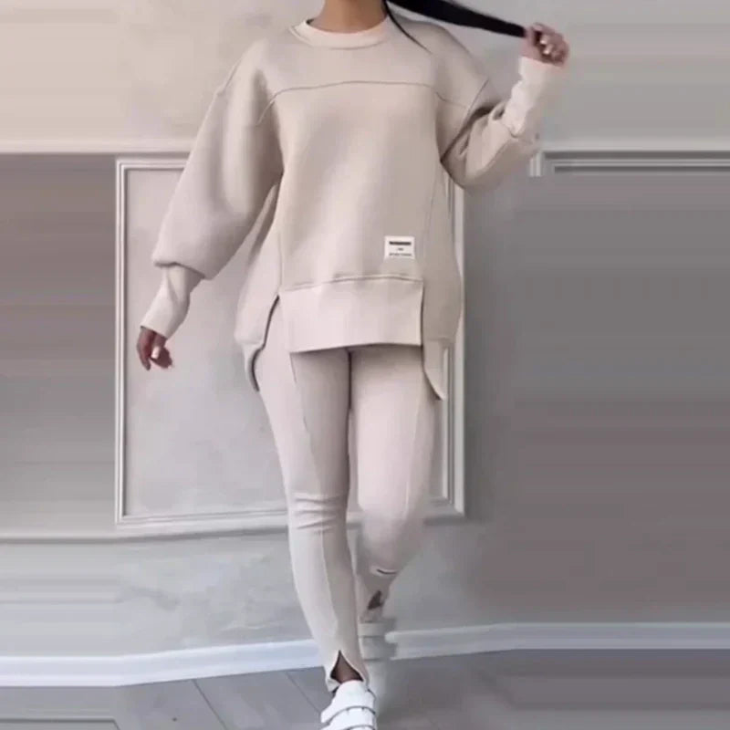 👚🧘‍♀️ Avslappnat Set med Sweatshirt och Leggings – Bekvämt, Trendigt & Perfekt för Träning eller Avkoppling 🏃‍♀️📦