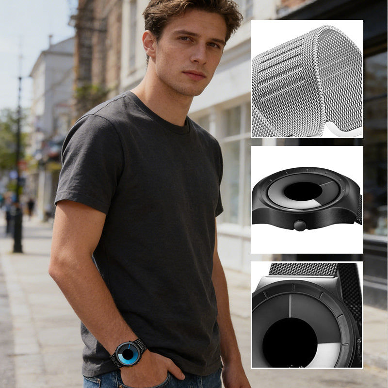 ⏳Begränsad tid 60 % Rabatt⏰Futuristisk minimalistisk herrklocka med kreativ roterande skivurtavla⌚