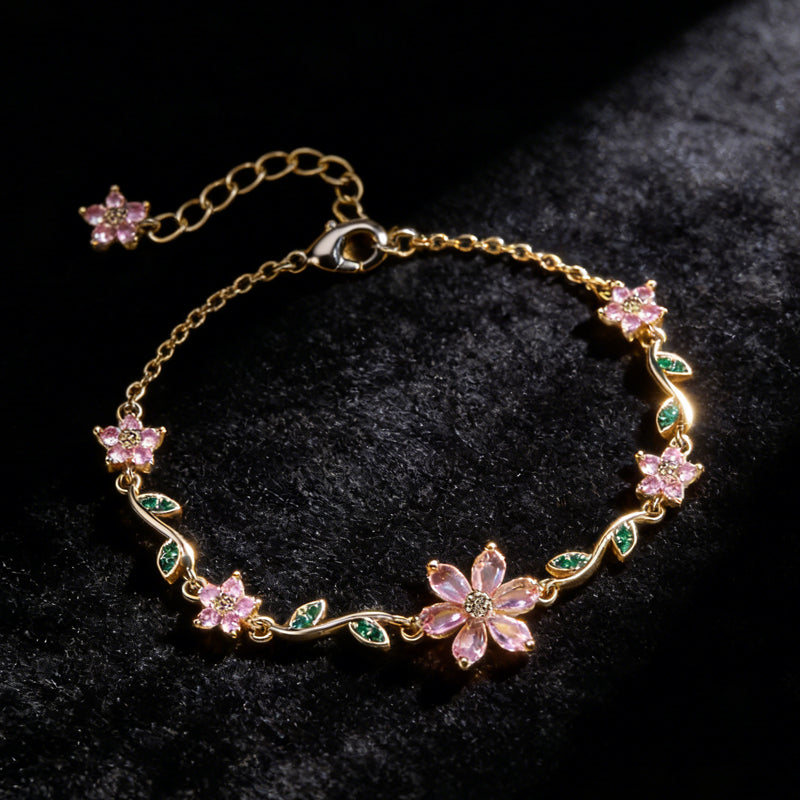 🌼Kvinnors armband med körsbärsblommor och strass🌸