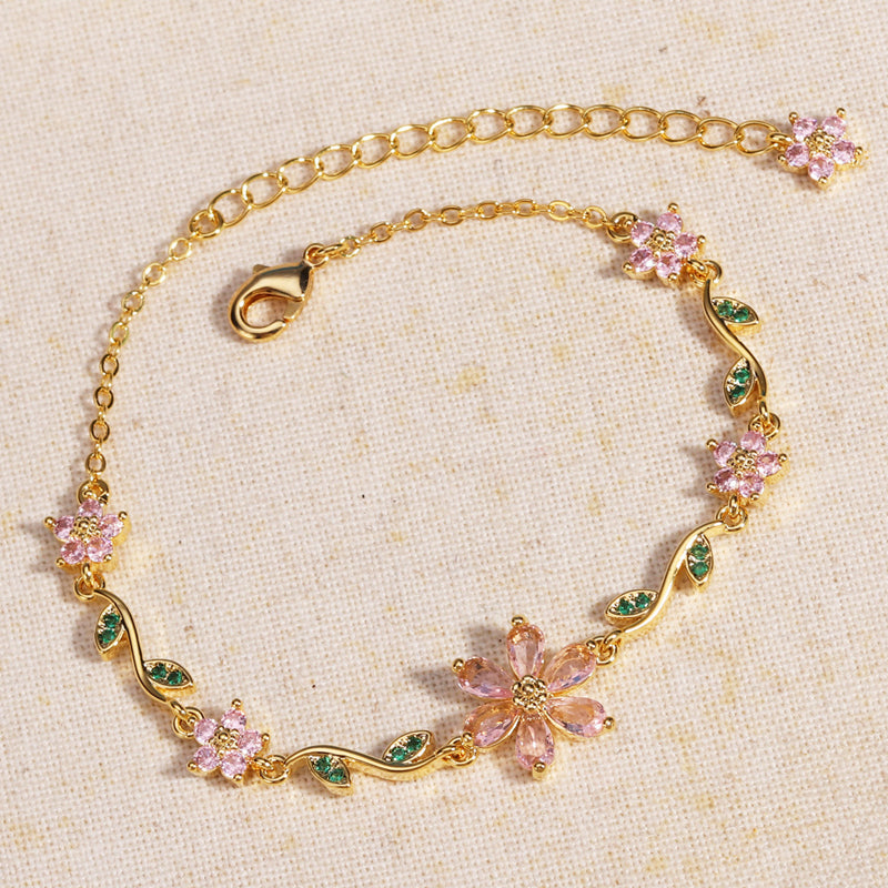 🌼Kvinnors armband med körsbärsblommor och strass🌸