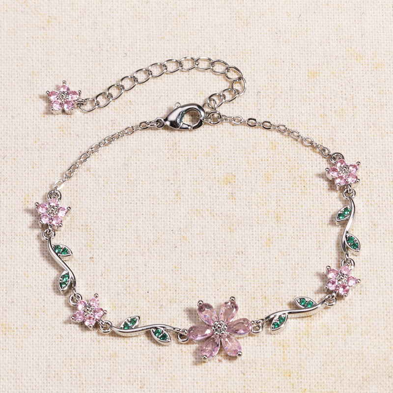 🌼Kvinnors armband med körsbärsblommor och strass🌸