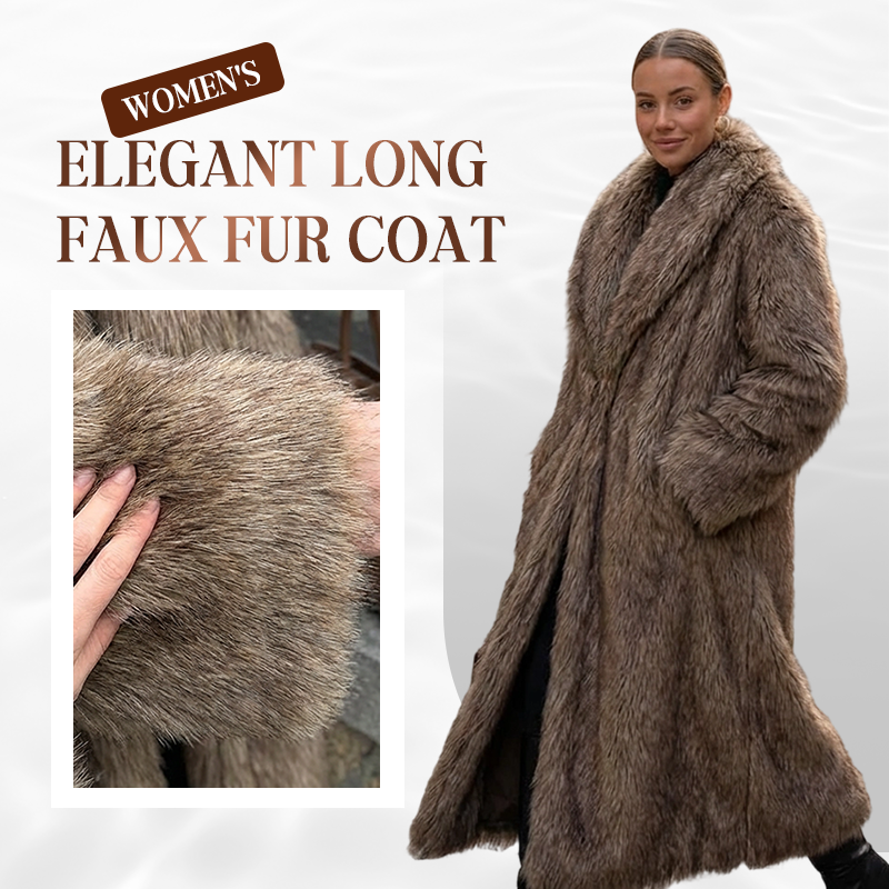 Elegant lång fuskpälskappa för kvinnor
