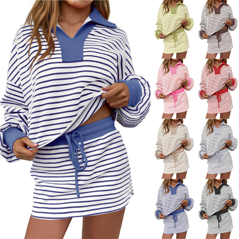 【🎀 50% RABATT!】🔥Striped tvådelat minikjolset för kvinnor🎁Köp 2 och få fri frakt