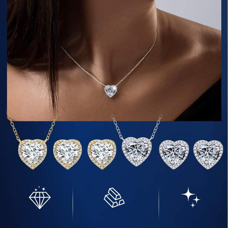 ⏳Begränsad tid – 50% rabatt⏰Hjärtformad kristallsmyckeset med halsband och örhängen