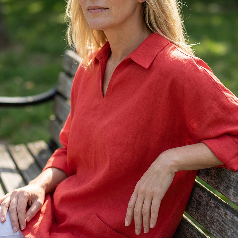 ✨Bästsäljare🔥Löst sittande V-ringad enfärgad casualskjorta för damer👚