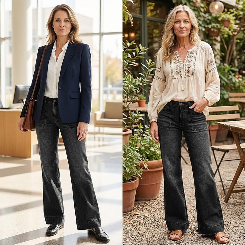 🎁Nya Tillskott 2026 – 50% Rabatt💥Retro Flare Jeans för Kvinnor med Fickor
