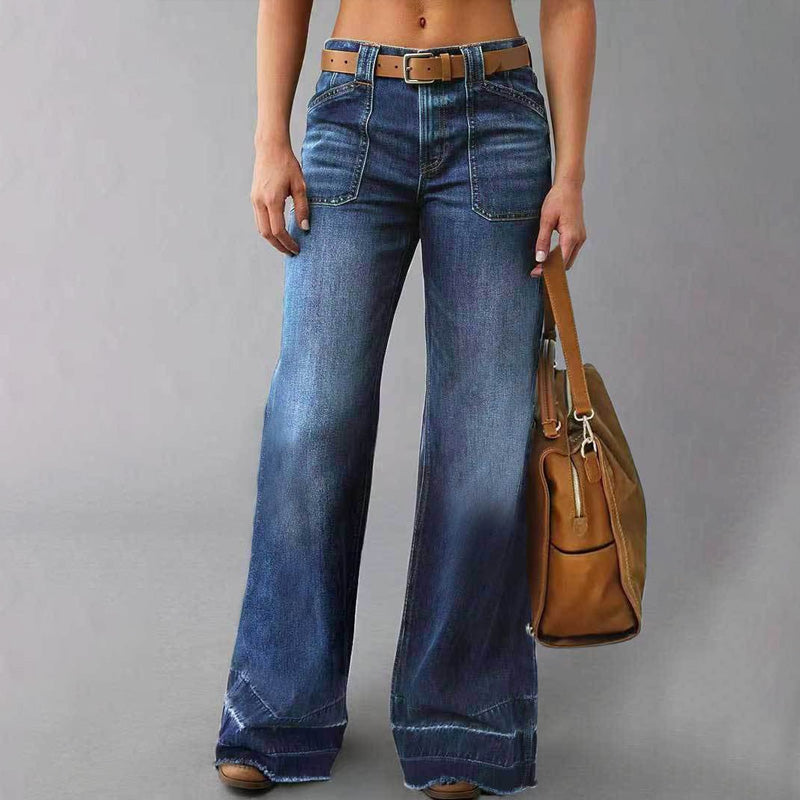 🎁Nya Tillskott 2026 – 50% Rabatt💥Retro Flare Jeans för Kvinnor med Fickor