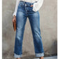 Stretchjeans med hög midja och raka ben för damer