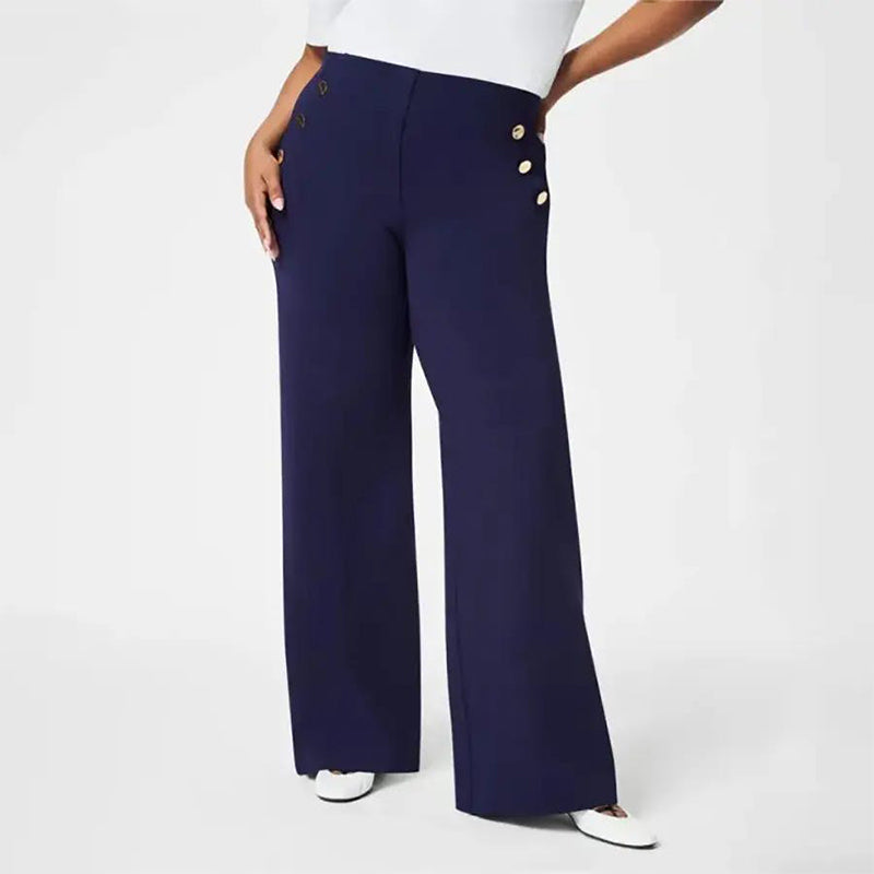 👖Damers Plusstorlek, Hög Stretch, Hög Midja, Vida Byxor
