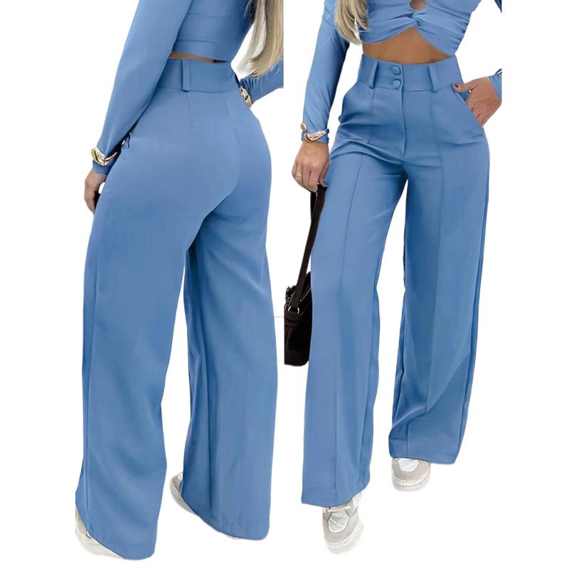 👖 50% RABATT NU! 💼 Kvinnors Högmidjade Vida Byxor – Flödande Silhuett, Sidofickor & Mångsidig – Kontor till Kväll, Ansträngningslöst Elegant ✨