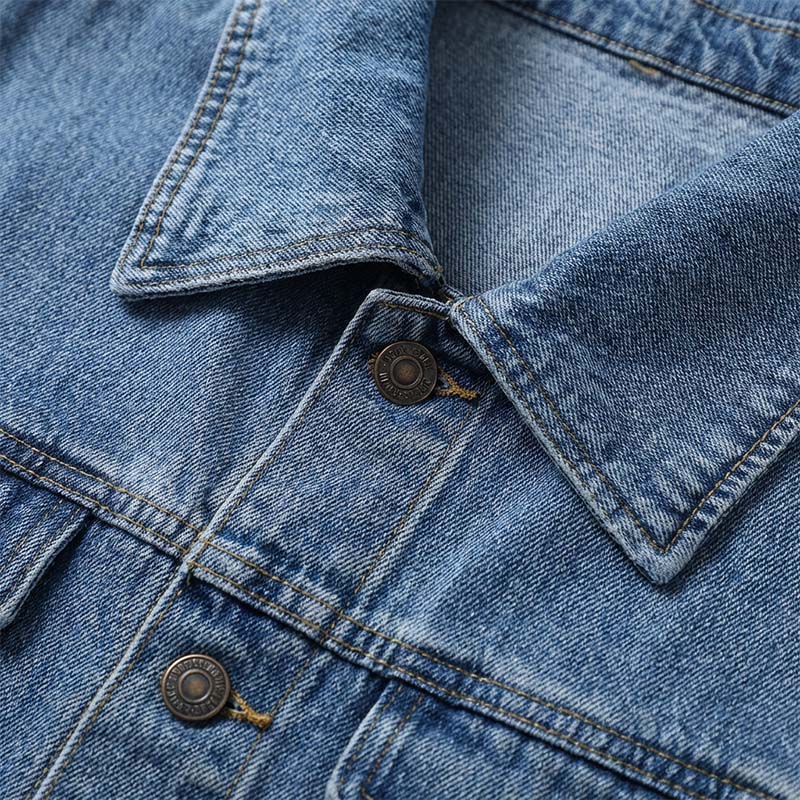 Lång, ledig denimkavaj med knappar för damer