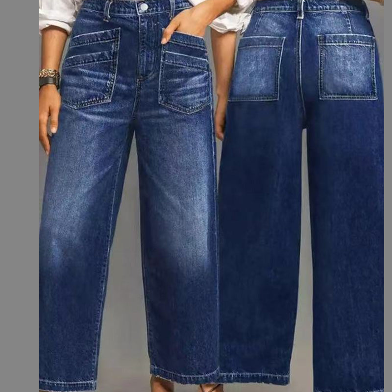 👖 Damjeans med Hög Midja och Vida Ben – Figursydd, Längre Ben & Superbekväm 💙