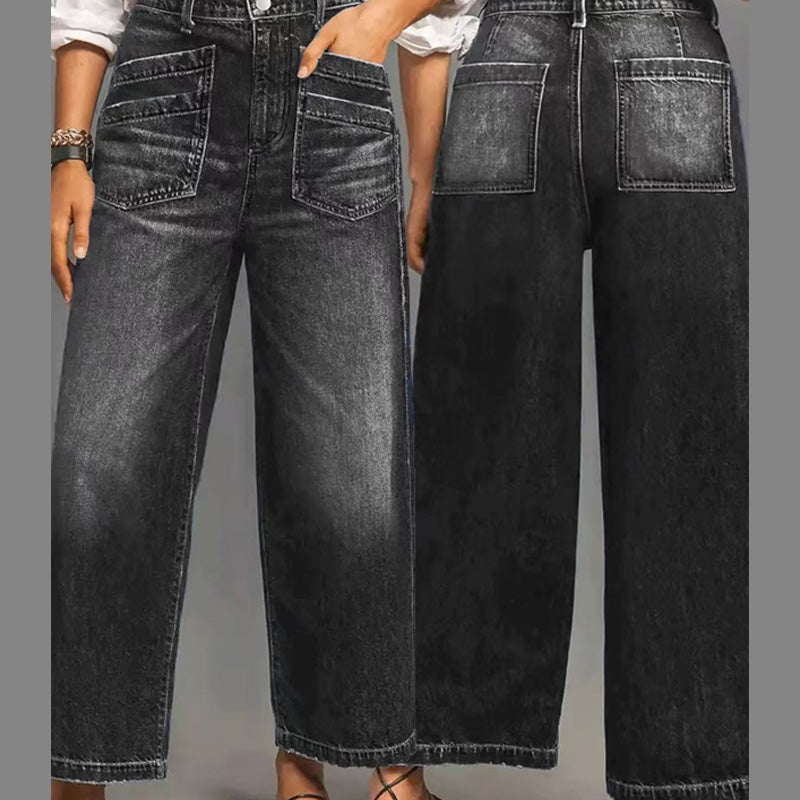 👖 Damjeans med Hög Midja och Vida Ben – Figursydd, Längre Ben & Superbekväm 💙