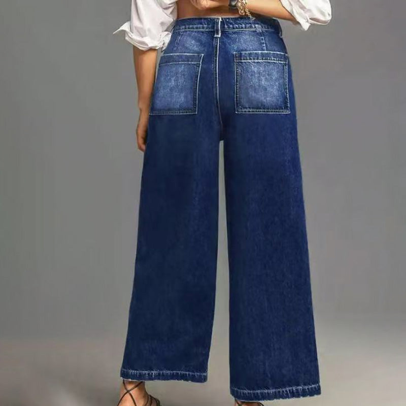 👖 Damjeans med Hög Midja och Vida Ben – Figursydd, Längre Ben & Superbekväm 💙