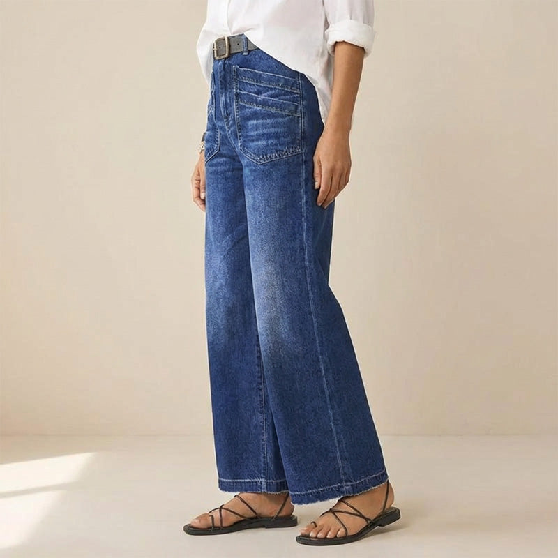 👖 Damjeans med Hög Midja och Vida Ben – Figursydd, Längre Ben & Superbekväm 💙