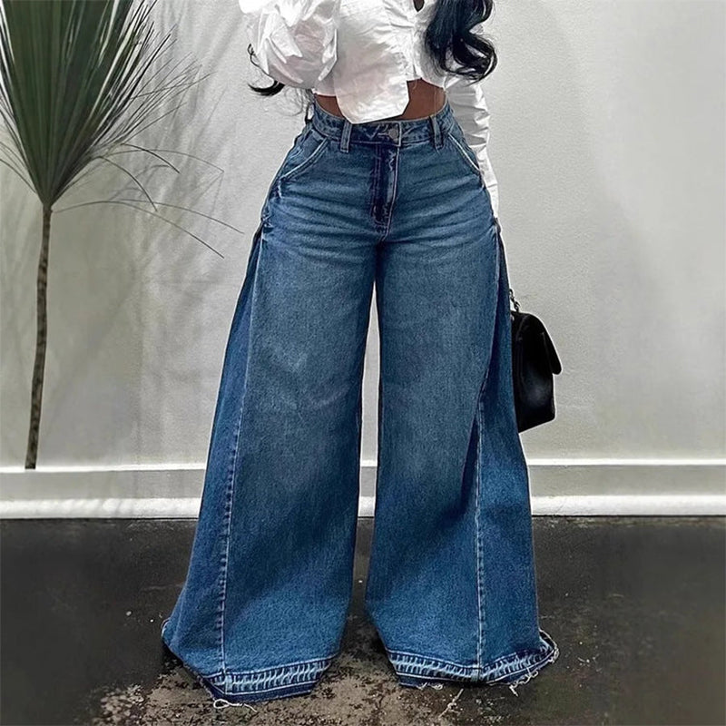 💖Oversized jeans med hög midja och vida ben för dam