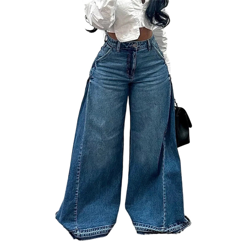 💖Oversized jeans med hög midja och vida ben för dam