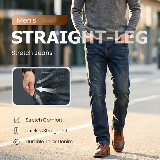 Stretchiga jeans med raka ben för herr