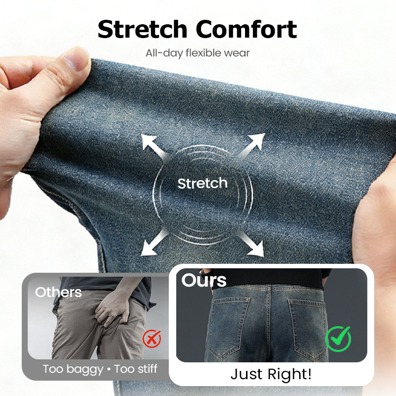Stretchiga jeans med raka ben för herr