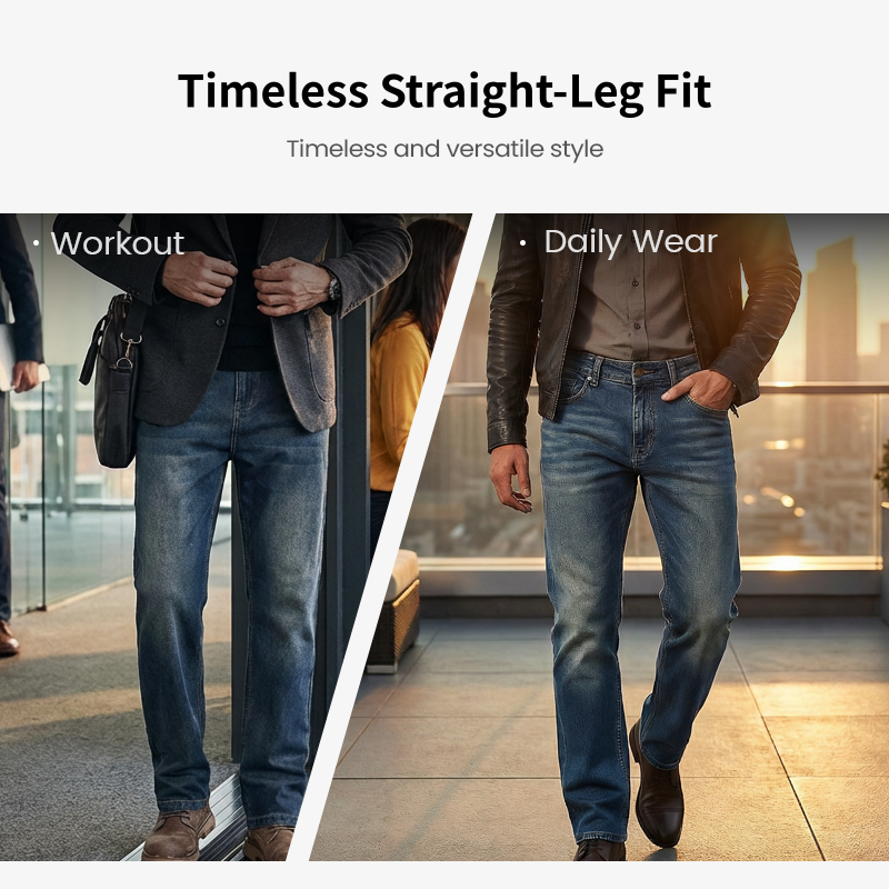 Stretchiga jeans med raka ben för herr