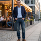 Stretchiga jeans med raka ben för herr