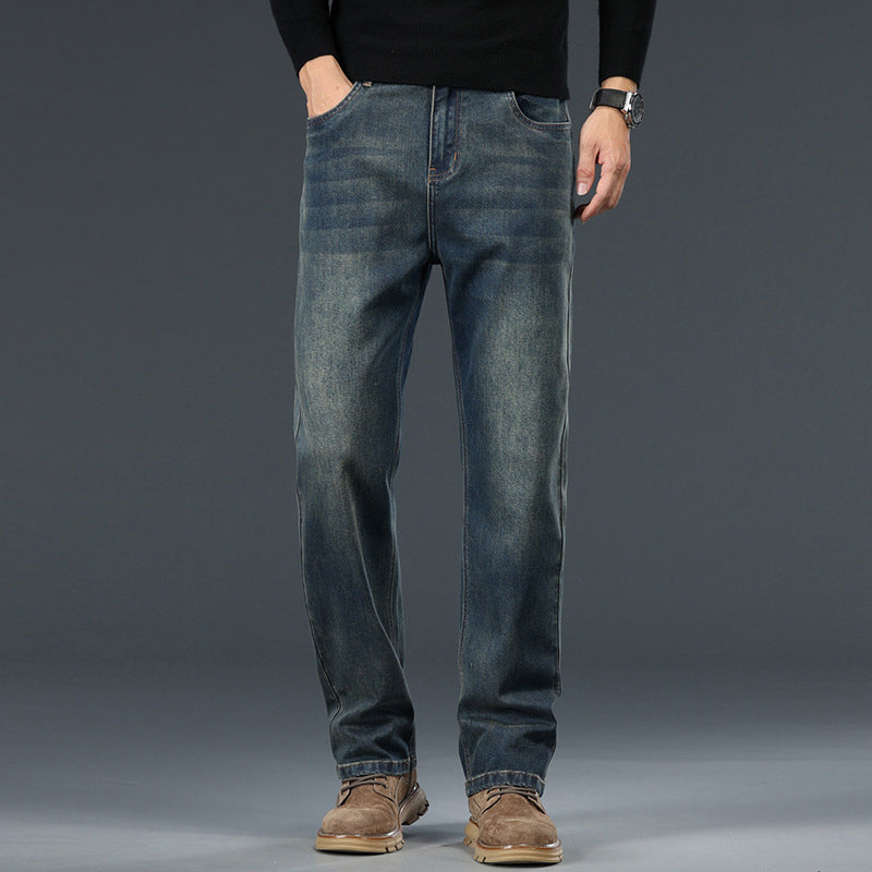 Stretchiga jeans med raka ben för herr