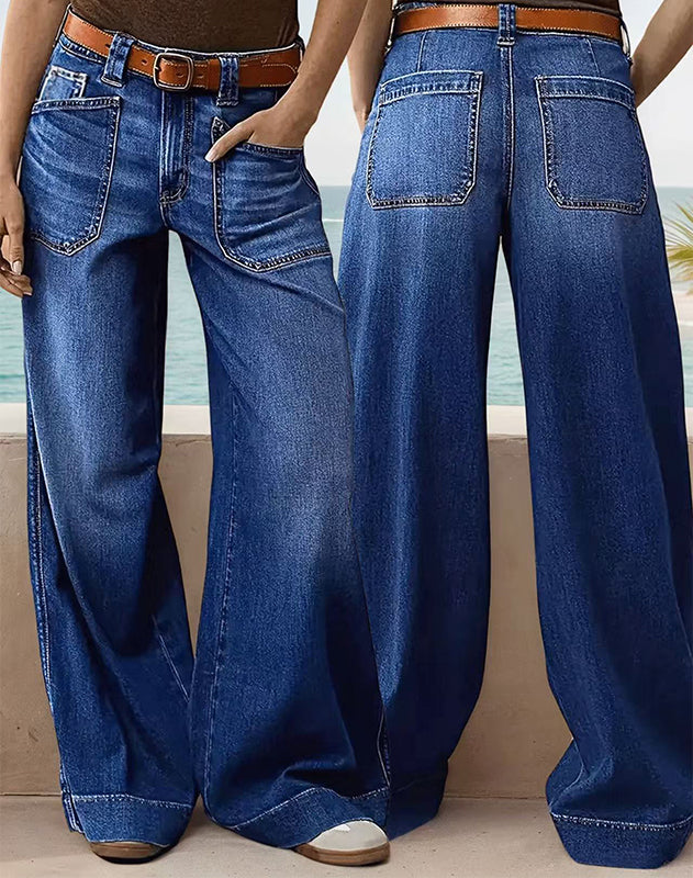 Damjeans med hög midja och vida ben