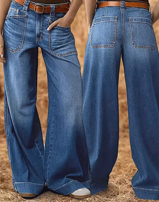 Damjeans med hög midja och vida ben