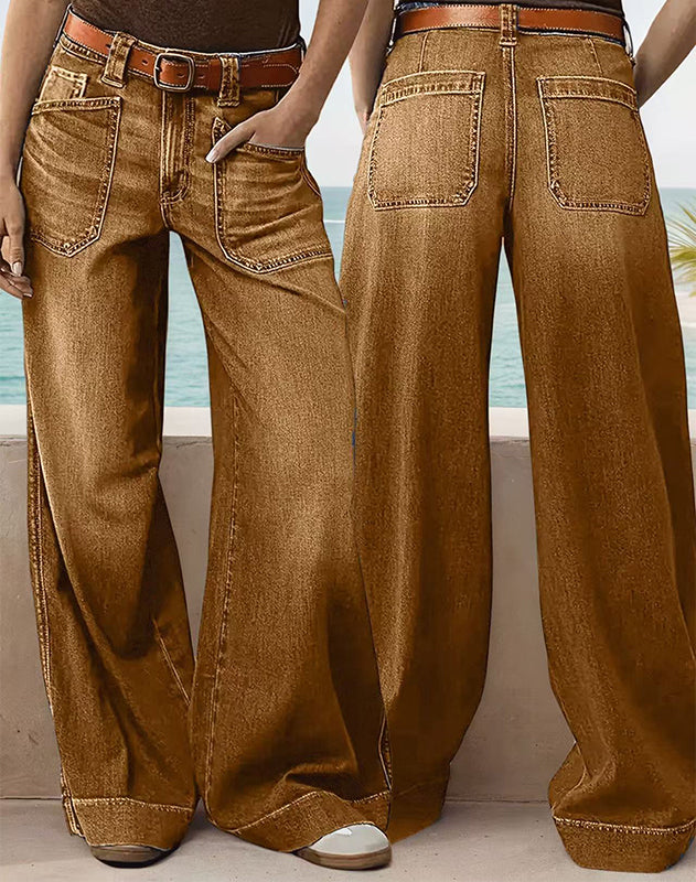 Damjeans med hög midja och vida ben