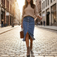 👗 55% RABATT! ⏳ Högmidjad Denimkjol med Knappar Fram – Klädsam A-linje, Justerbar passform & Klassisk stil 💙