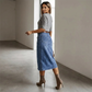 👗 55% RABATT! ⏳ Högmidjad Denimkjol med Knappar Fram – Klädsam A-linje, Justerbar passform & Klassisk stil 💙