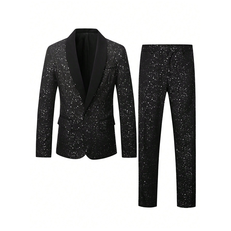 Mäns Svart Sparkle Tuxedo Dräkt Set