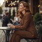 Elegant damset med kavaj och vida byxor