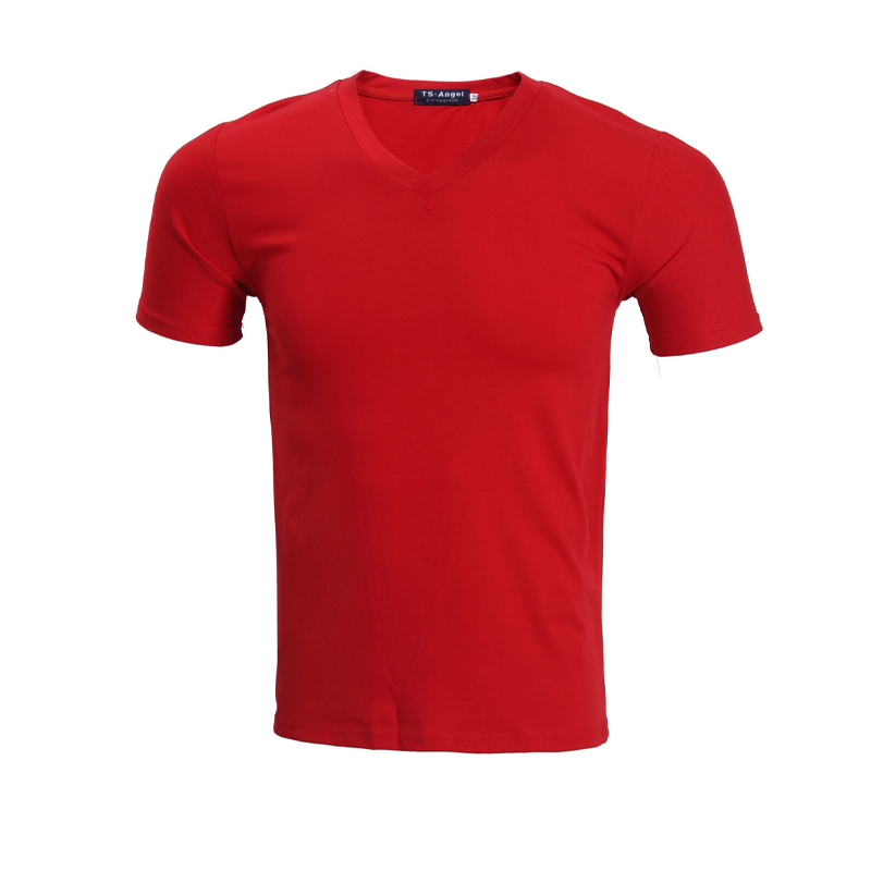 Unisex klassisk V-ringad kortärmad T-shirt i bomull