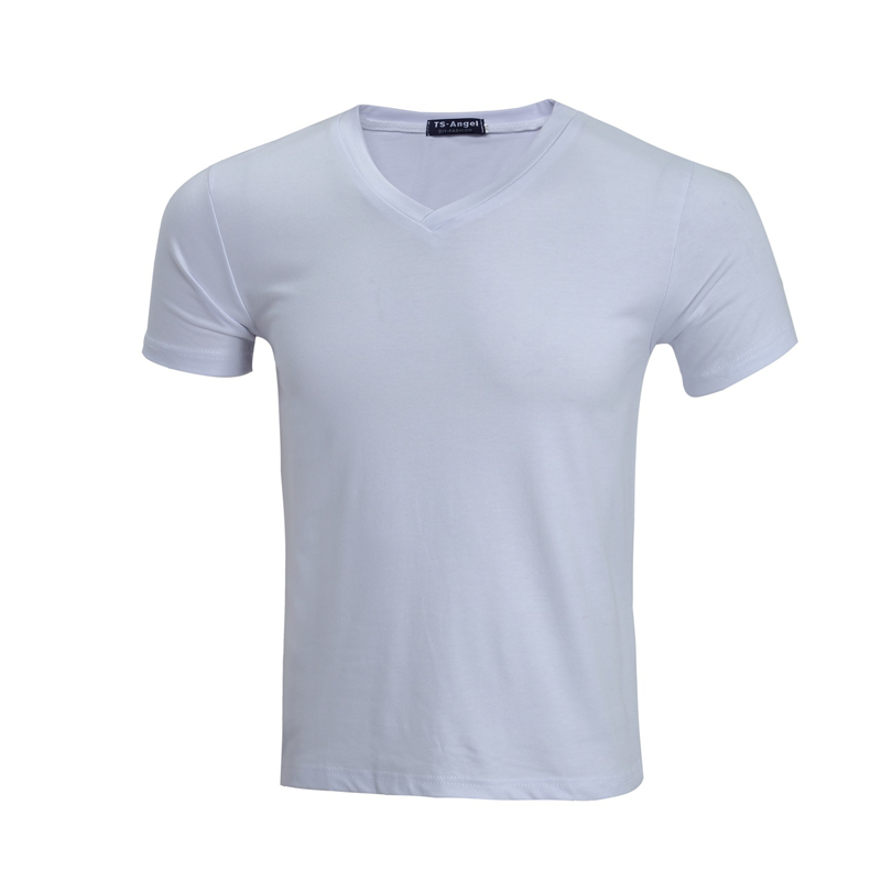 Unisex klassisk V-ringad kortärmad T-shirt i bomull