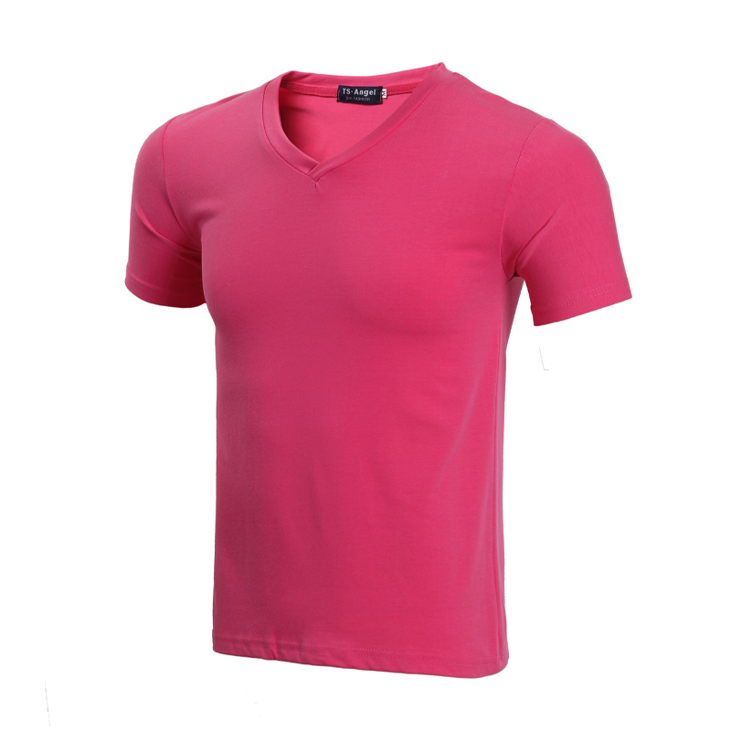 Unisex klassisk V-ringad kortärmad T-shirt i bomull