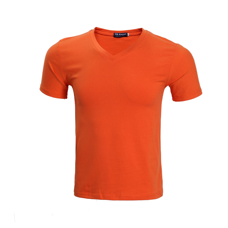 Unisex klassisk V-ringad kortärmad T-shirt i bomull